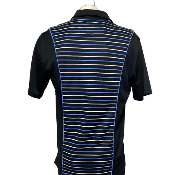 Greg Norman Shark Slim Fit Nav/y/Black Striped Men's Polo Golf Shirt Size Large - Picture 2 of 3